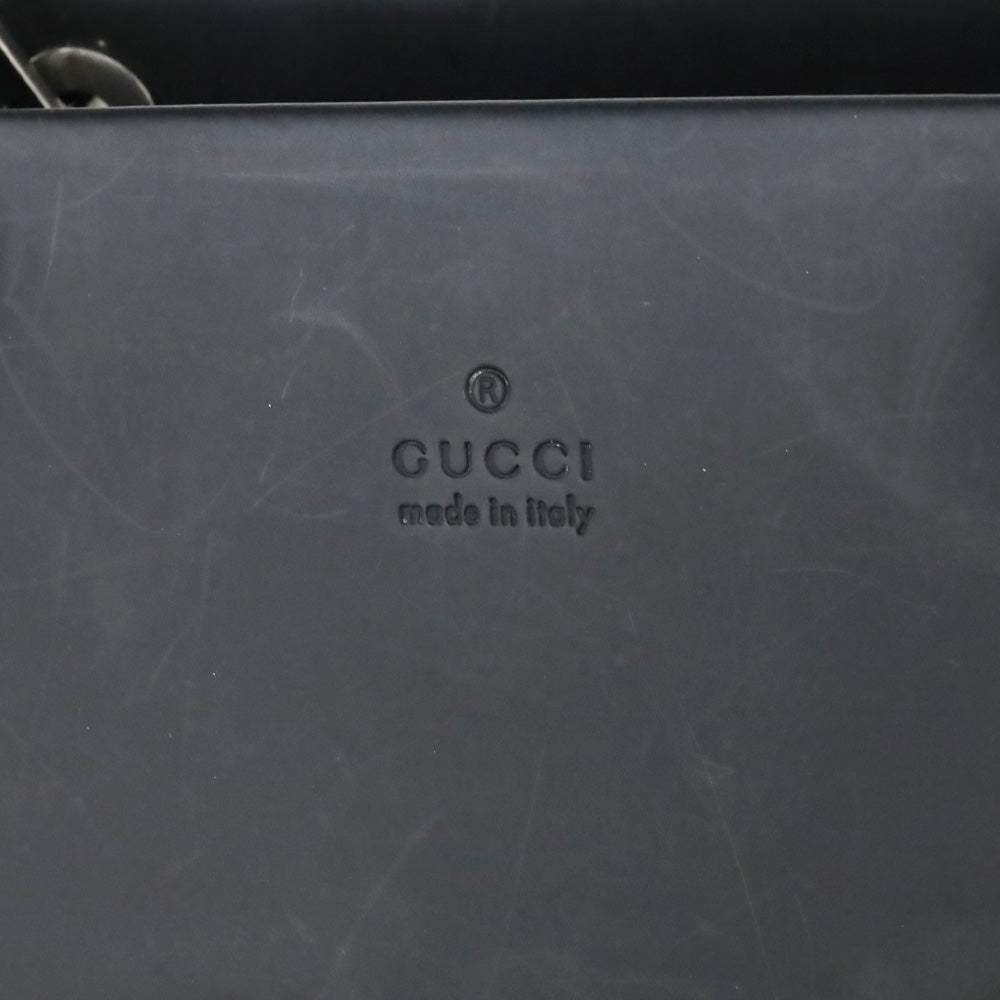 Gucci Matte Black Leather Bamboo Tote Bag