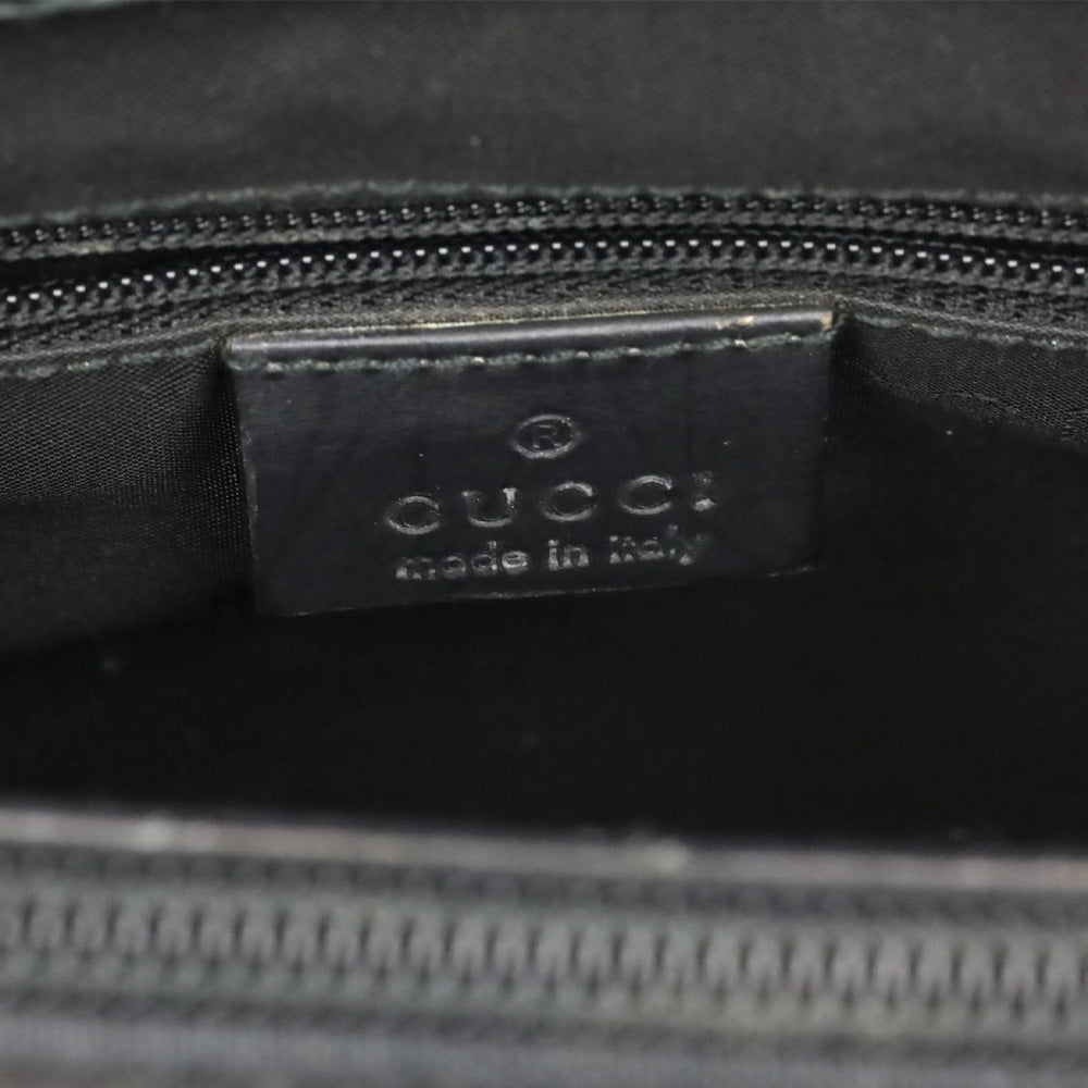 Gucci Matte Black Leather Bamboo Tote Bag