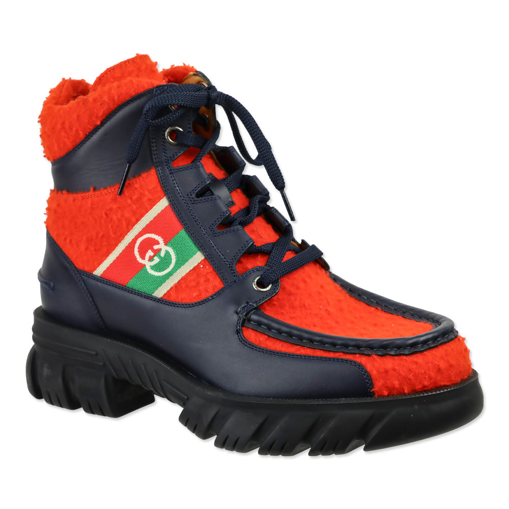 Gucci Men's Casy Orange/Black Wool/Leather Boots