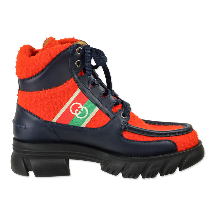 Gucci Men's Casy Orange/Black Wool/Leather Boots