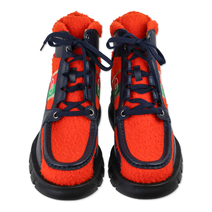 Gucci Men's Casy Orange/Black Wool/Leather Boots