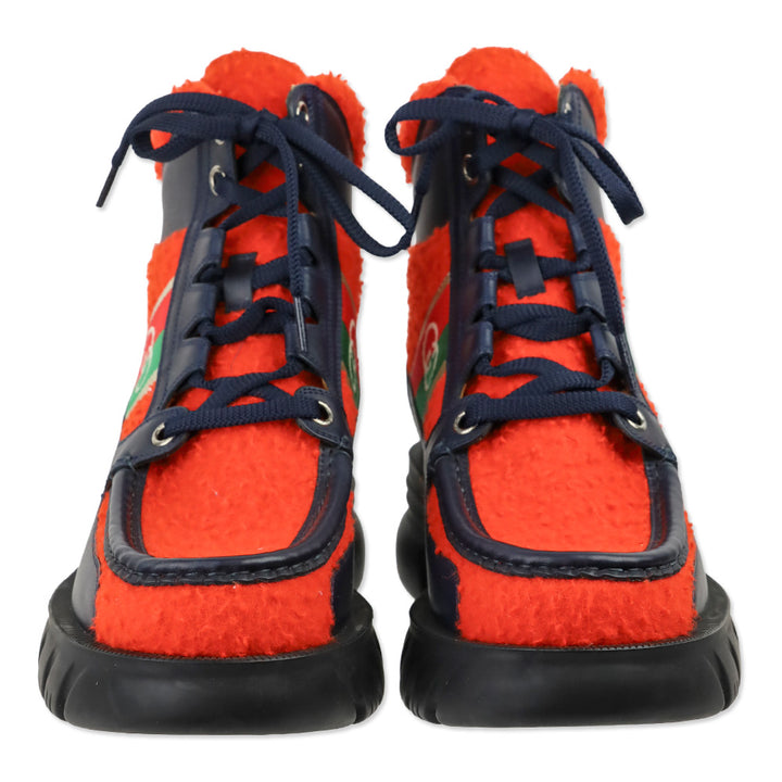 Gucci Men's Casy Orange/Black Wool/Leather Boots