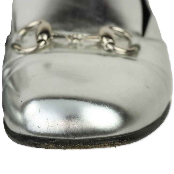 Gucci Metallic Silver Leather Horsebit Loafer