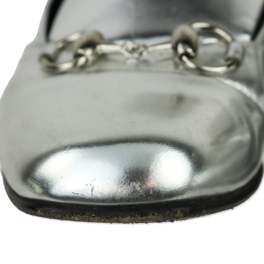 Gucci Metallic Silver Leather Horsebit Loafer