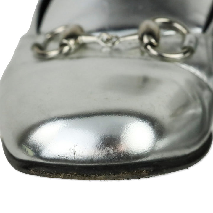 Gucci Metallic Silver Leather Horsebit Loafer