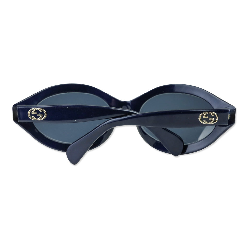 Gucci Navy Acetate Oval Sunglasses