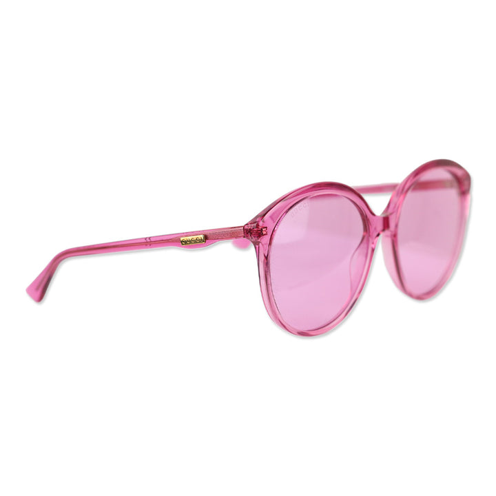 Gucci Pink Fuchsia Tinted Round Acetate Sunglasses