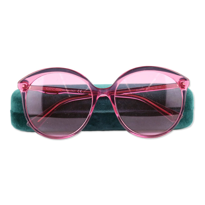 Gucci Pink Fuchsia Tinted Round Acetate Sunglasses