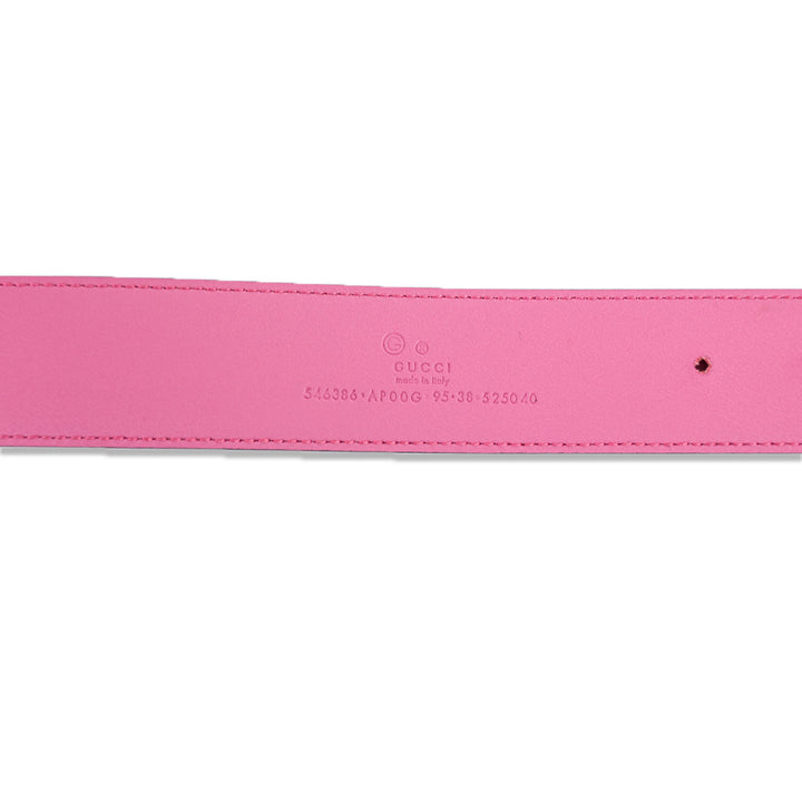 Gucci Pink Leather Gold Interlocking GG Buckle Belt