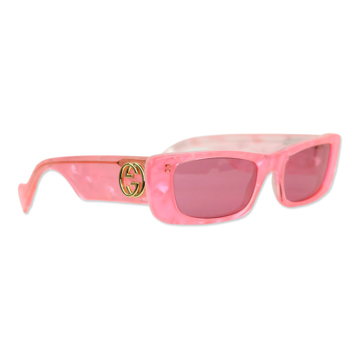 Gucci Pink Pearlescent Rectangle Sunglasses