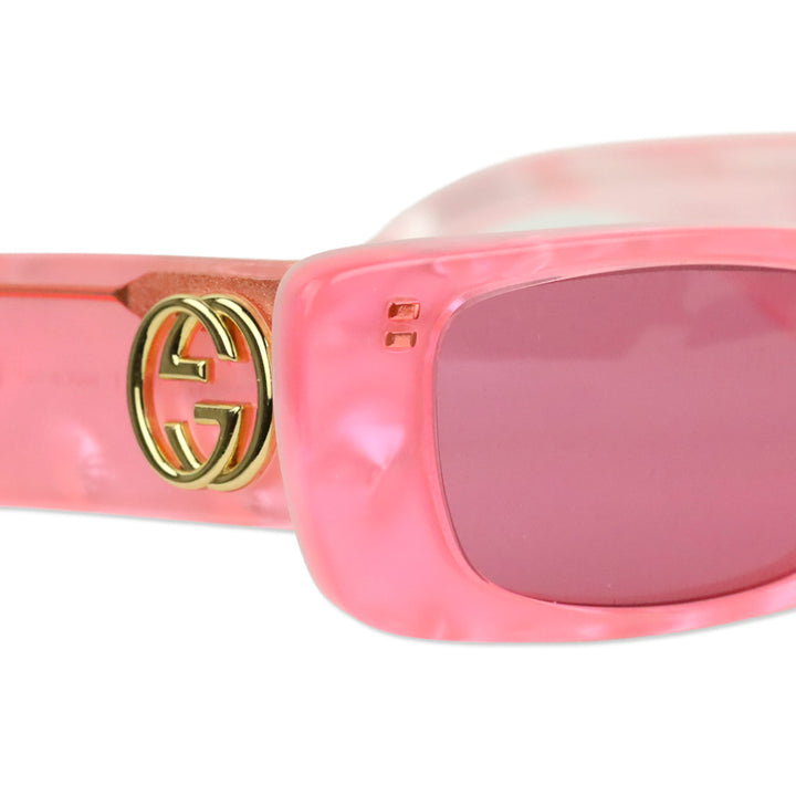 Gucci Pink Pearlescent Rectangle Sunglasses