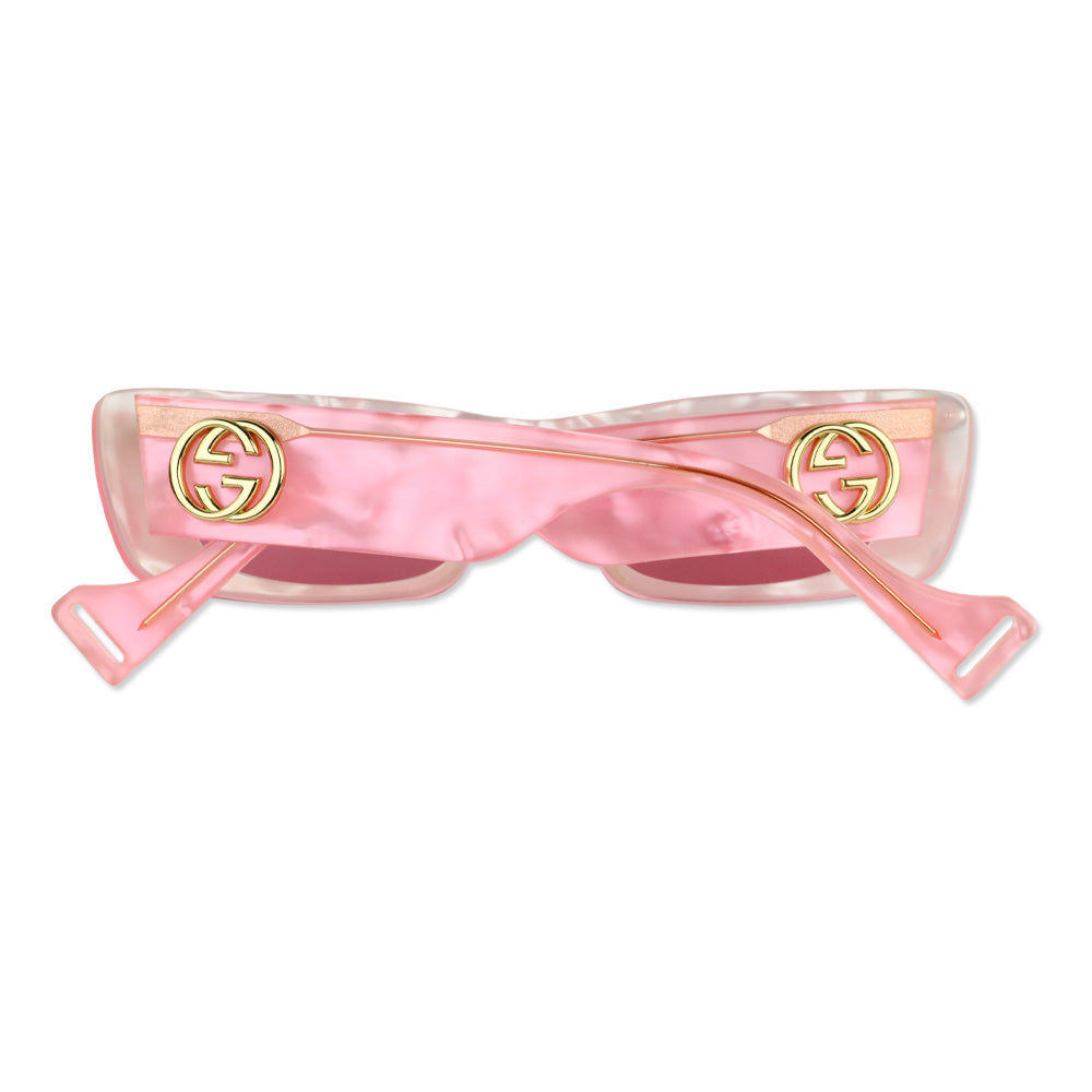 Gucci Pink Pearlescent Rectangle Sunglasses