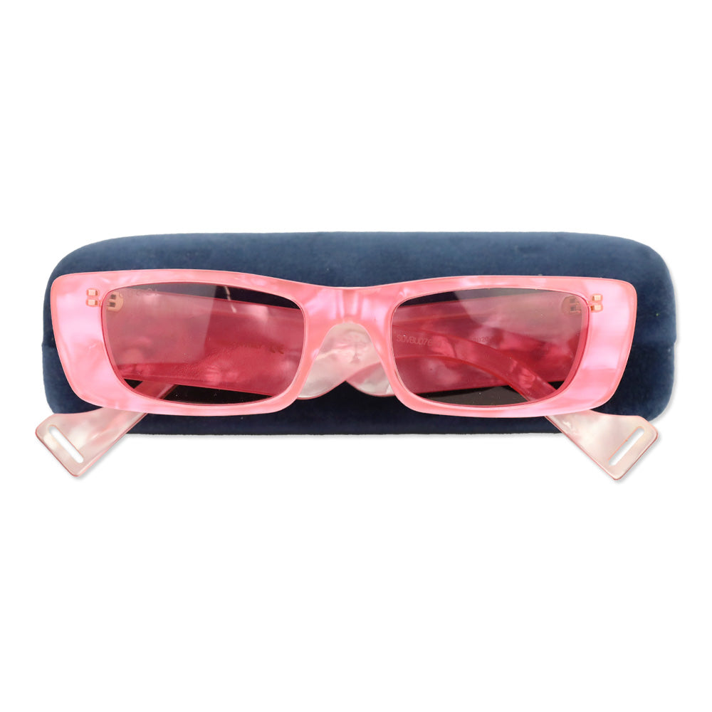 Gucci Pink Pearlescent Rectangle Sunglasses