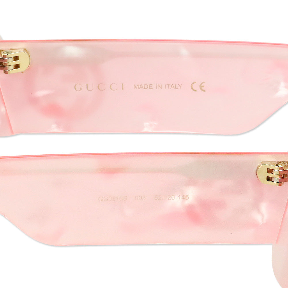 Gucci Pink Pearlescent Rectangle Sunglasses