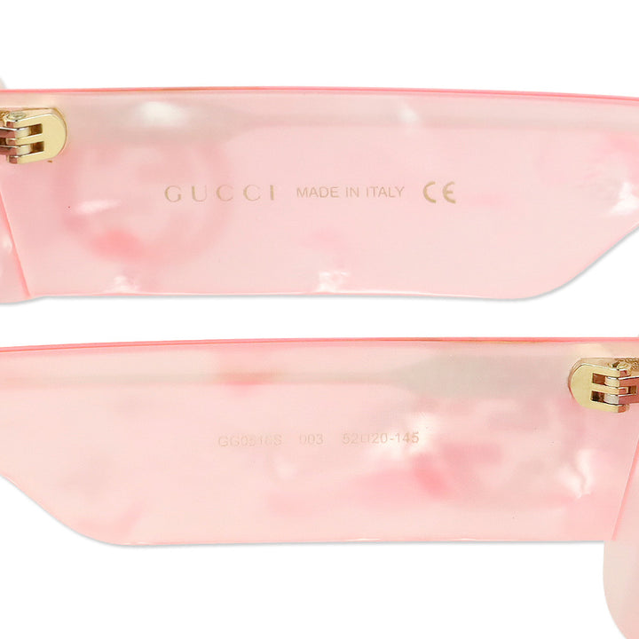 Gucci Pink Pearlescent Rectangle Sunglasses