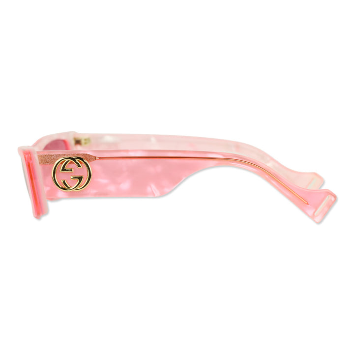 Gucci Pink Pearlescent Rectangle Sunglasses