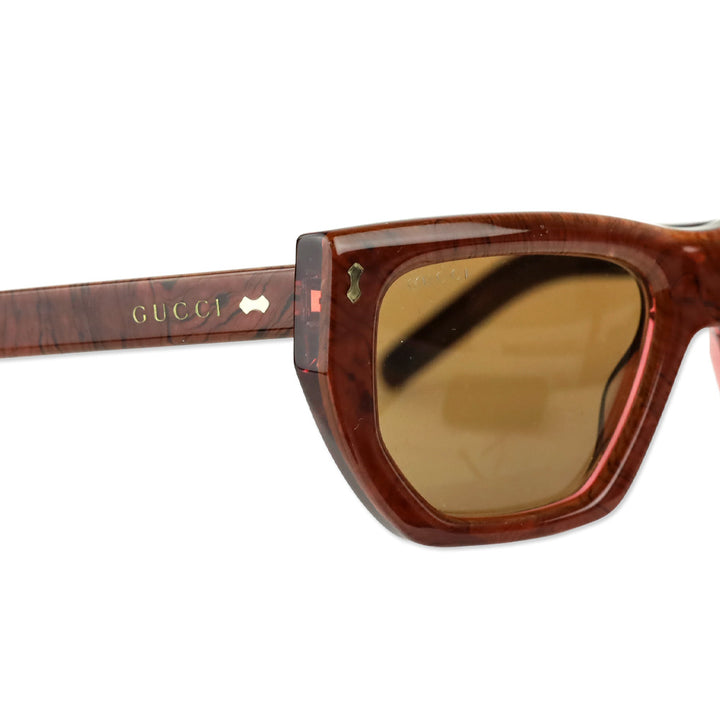 Gucci Pink/Brown Acetate Square Sunglasses
