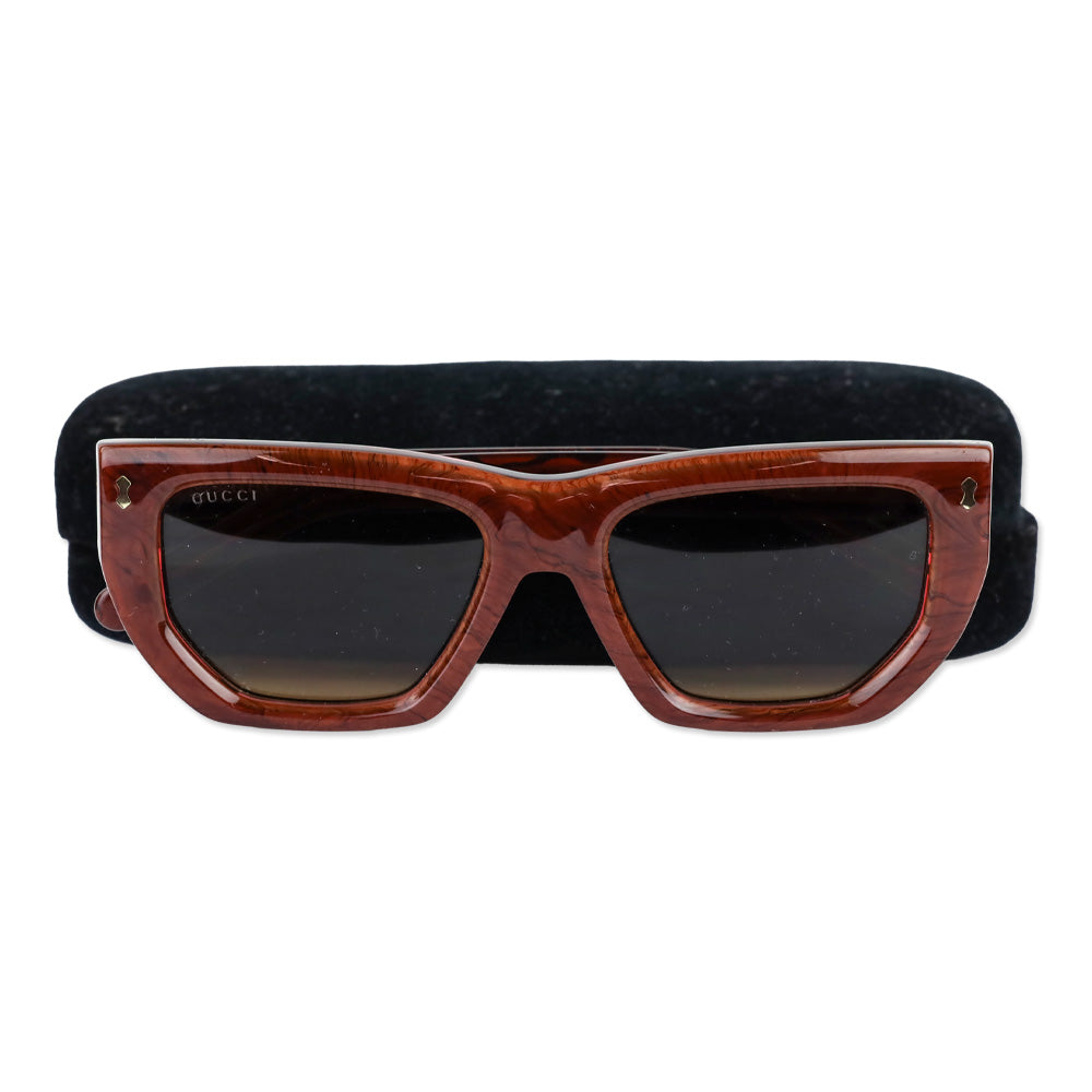 Gucci Pink/Brown Acetate Square Sunglasses