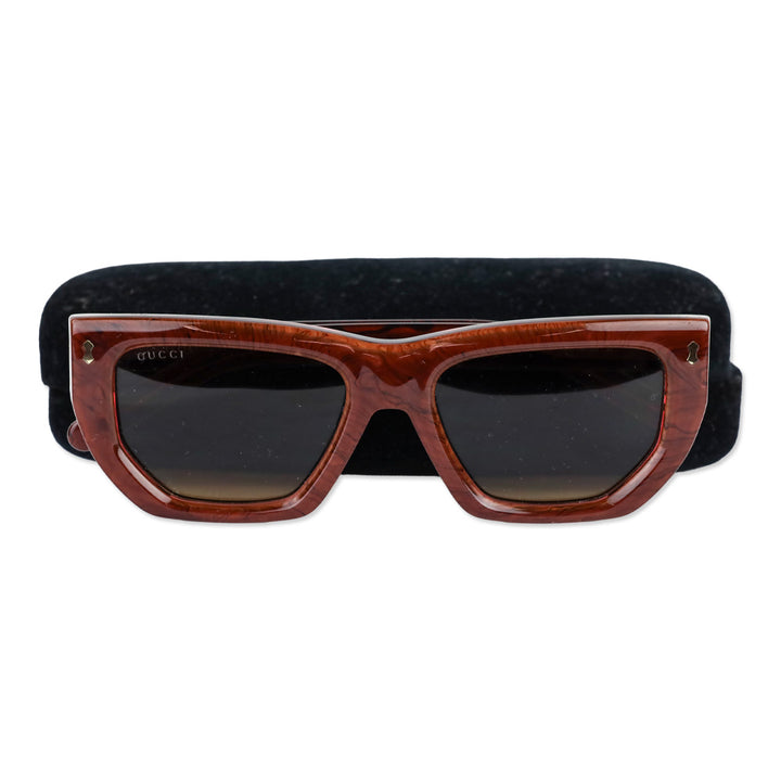 Gucci Pink/Brown Acetate Square Sunglasses
