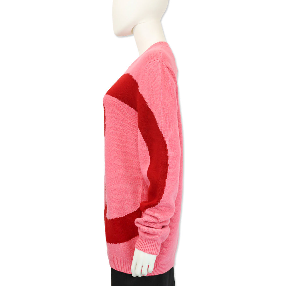 Gucci Pink/Red GG Wool Knit Crewneck Sweater