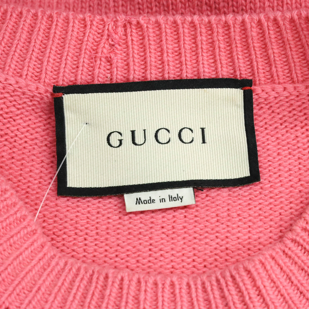 Gucci Pink/Red GG Wool Knit Crewneck Sweater