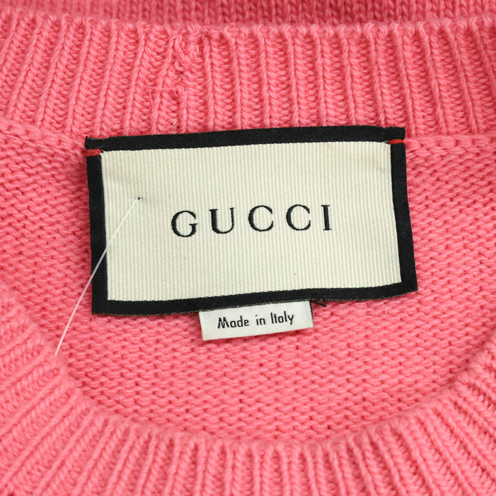 Gucci Pink/Red GG Wool Knit Crewneck Sweater