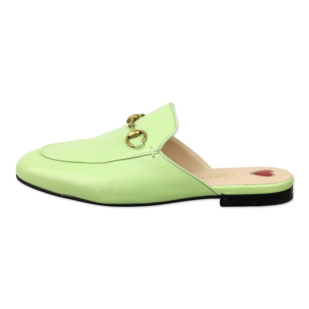 Gucci Pistachio Green Malaga Kid Leather Horsebit Princetown Slipper