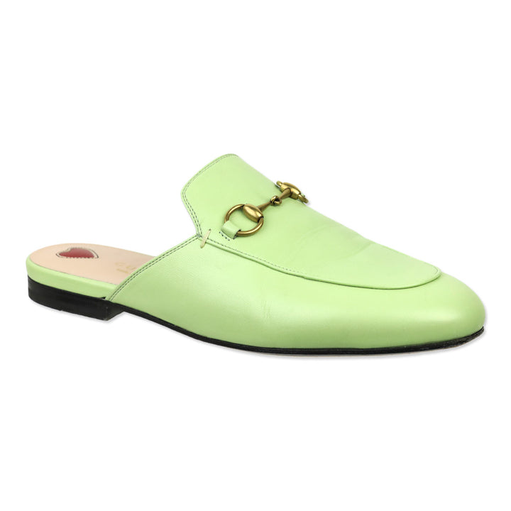 Gucci Pistachio Green Malaga Kid Leather Horsebit Princetown Slipper