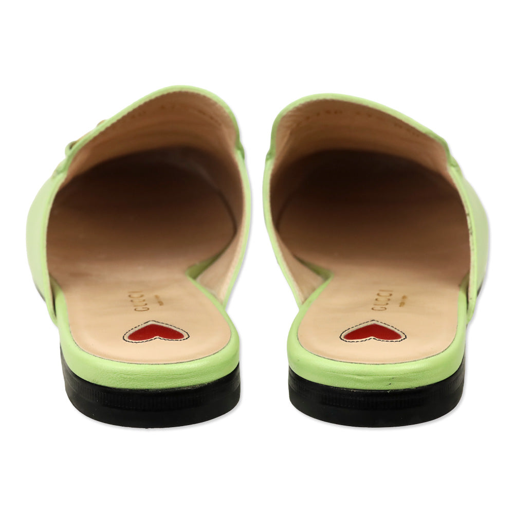 Gucci Pistachio Green Malaga Kid Leather Horsebit Princetown Slipper