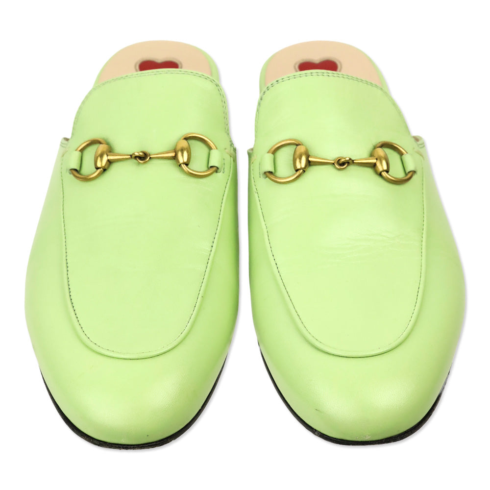 Gucci Pistachio Green Malaga Kid Leather Horsebit Princetown Slipper