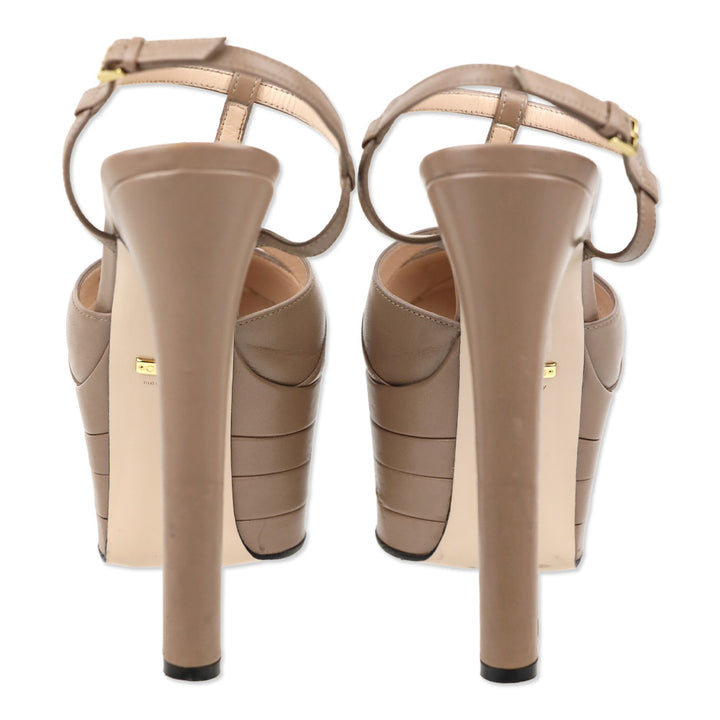 Gucci Porcelain Rose Malaga Kid Angel T-Strap Platform Pumps