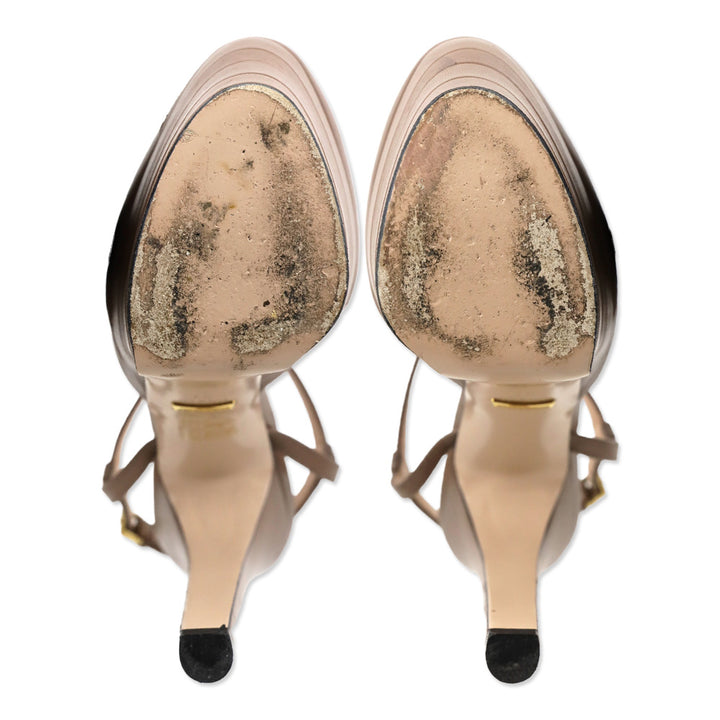 Gucci Porcelain Rose Malaga Kid Angel T-Strap Platform Pumps