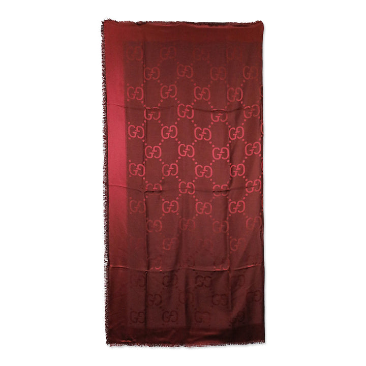 Gucci Red GG Wool Silk Jacquard Shawl