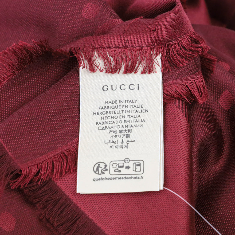 Gucci Red GG Wool Silk Jacquard Shawl