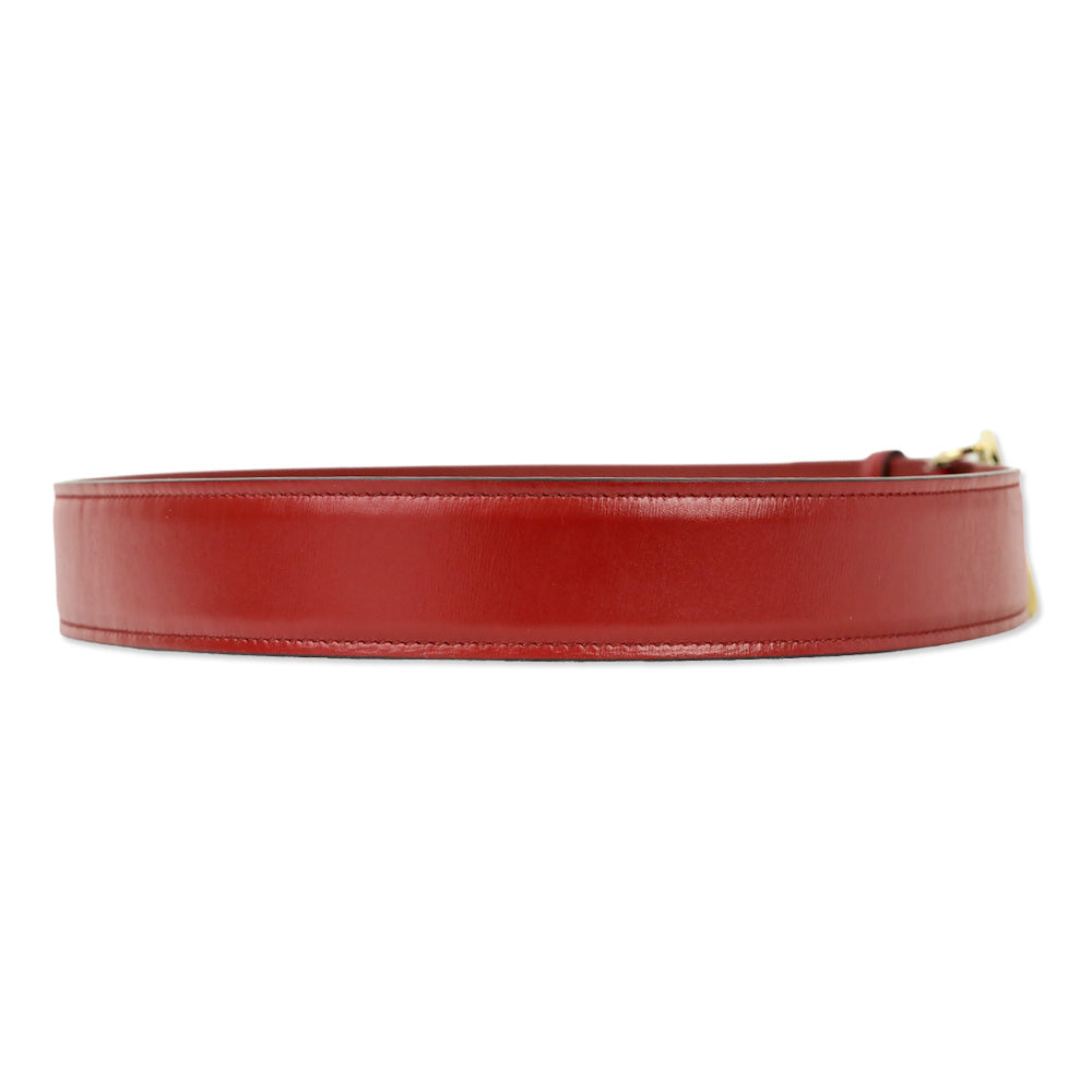 Gucci Red Leather Belt with Gold GG Buckle