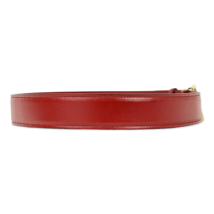 Gucci Red Leather Belt with Gold GG Buckle