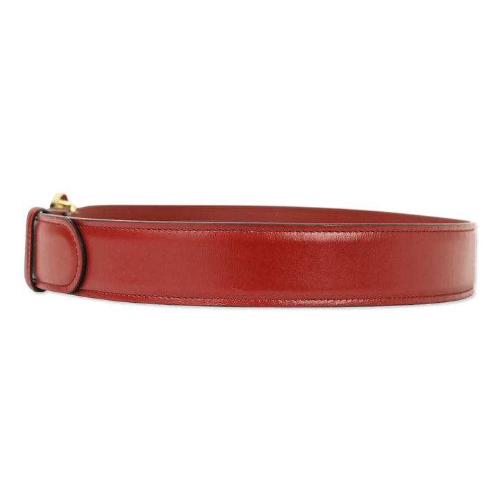 Gucci Red Leather Belt with Gold GG Buckle