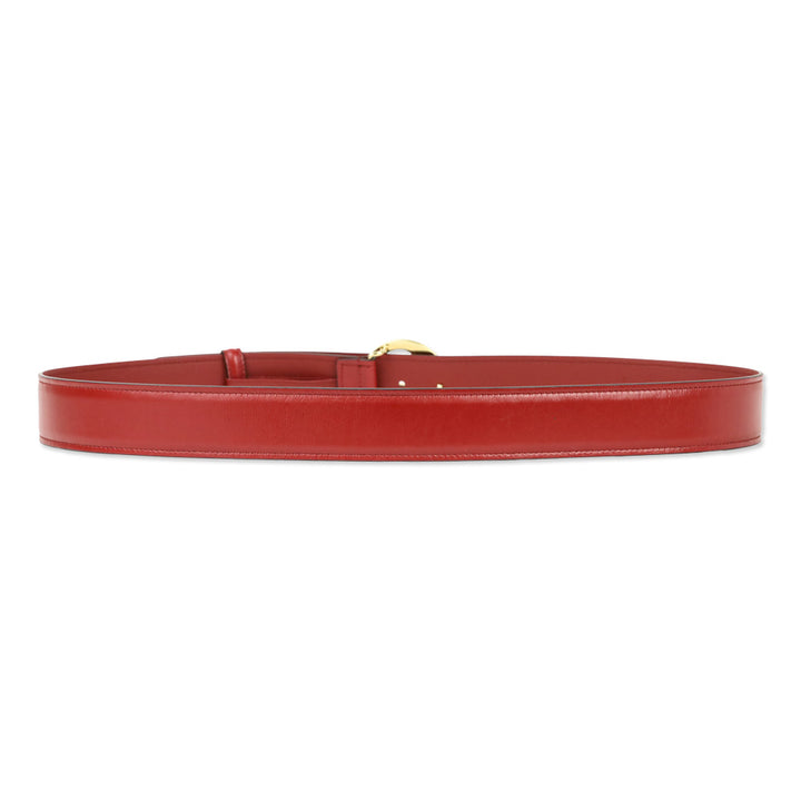 Gucci Red Leather Belt with Gold GG Buckle