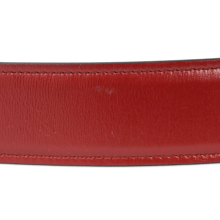 Gucci Red Leather Belt with Gold GG Buckle