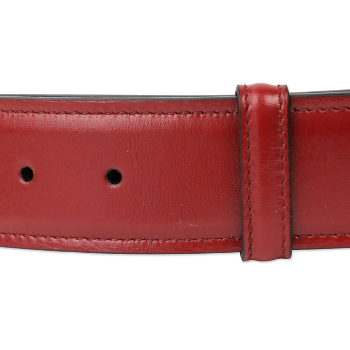Gucci Red Leather Belt with Gold GG Buckle