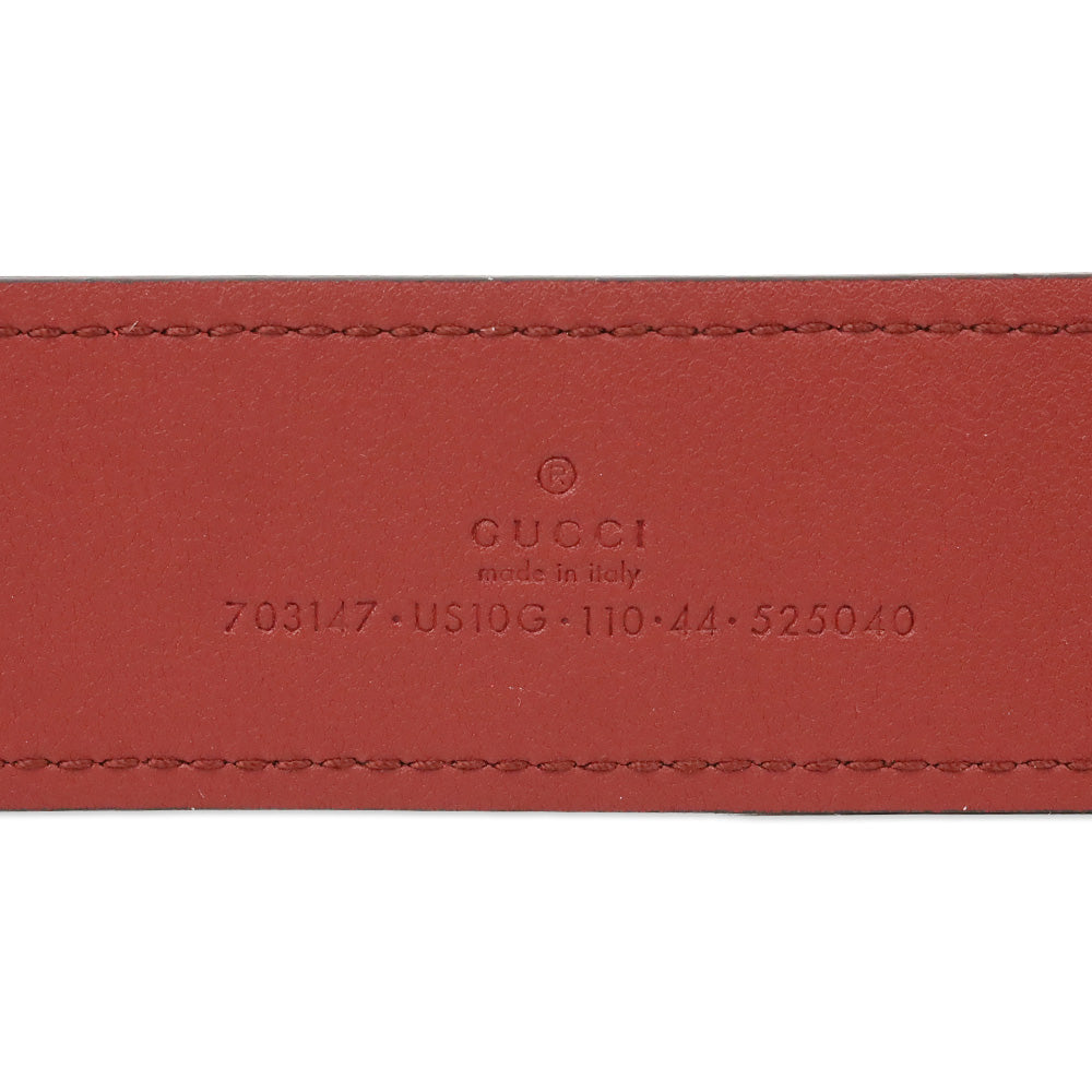 Gucci Red Leather Belt with Gold GG Buckle