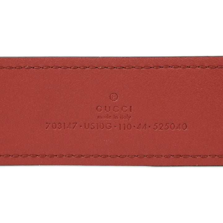 Gucci Red Leather Belt with Gold GG Buckle