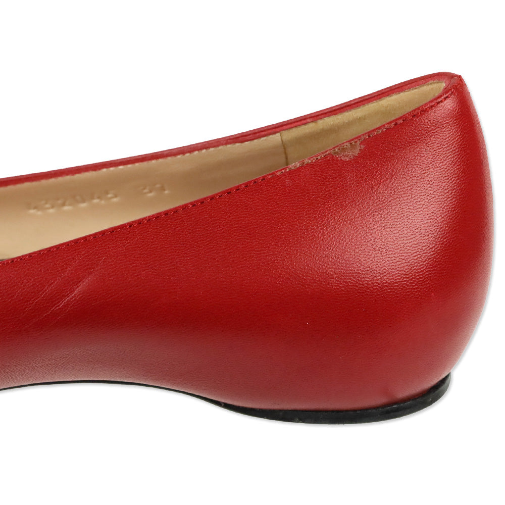 Gucci Red Leather Sylvie Web Bow Ballet Flats