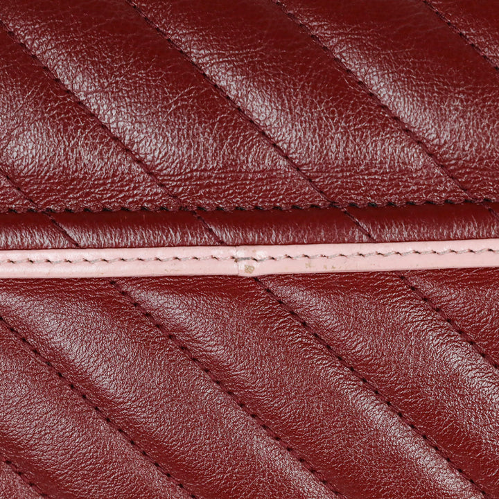 Gucci Red Matelassé Leather Torchon GG Marmont Small Flap Shoulder Bag