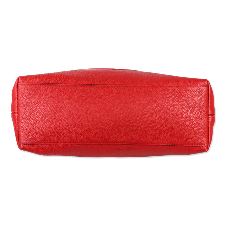 Gucci Red Pebbled Leather Soho Chain Tote Bag