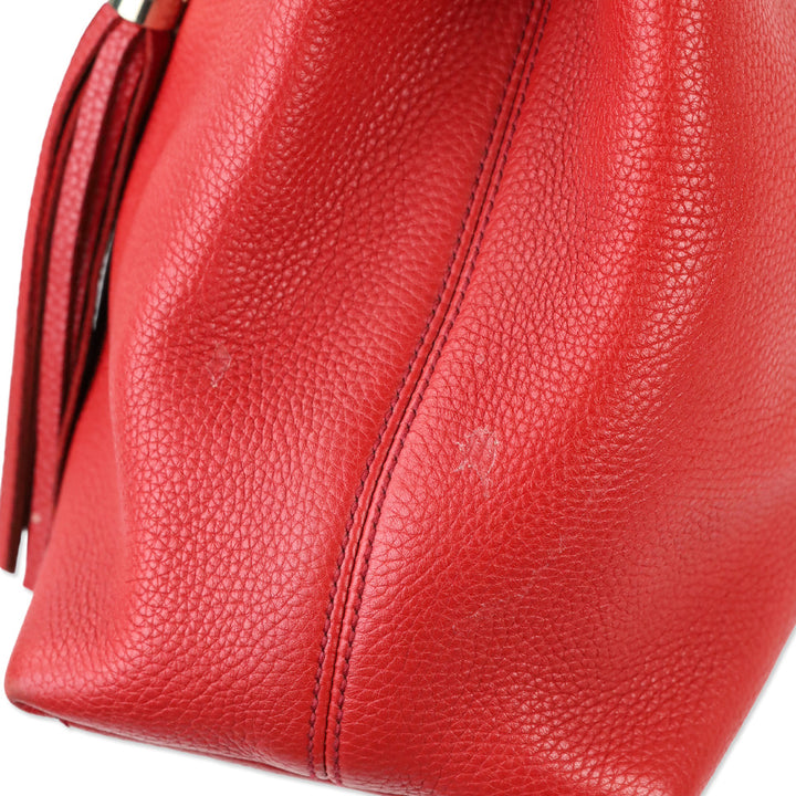 Gucci Red Pebbled Leather Soho Chain Tote Bag