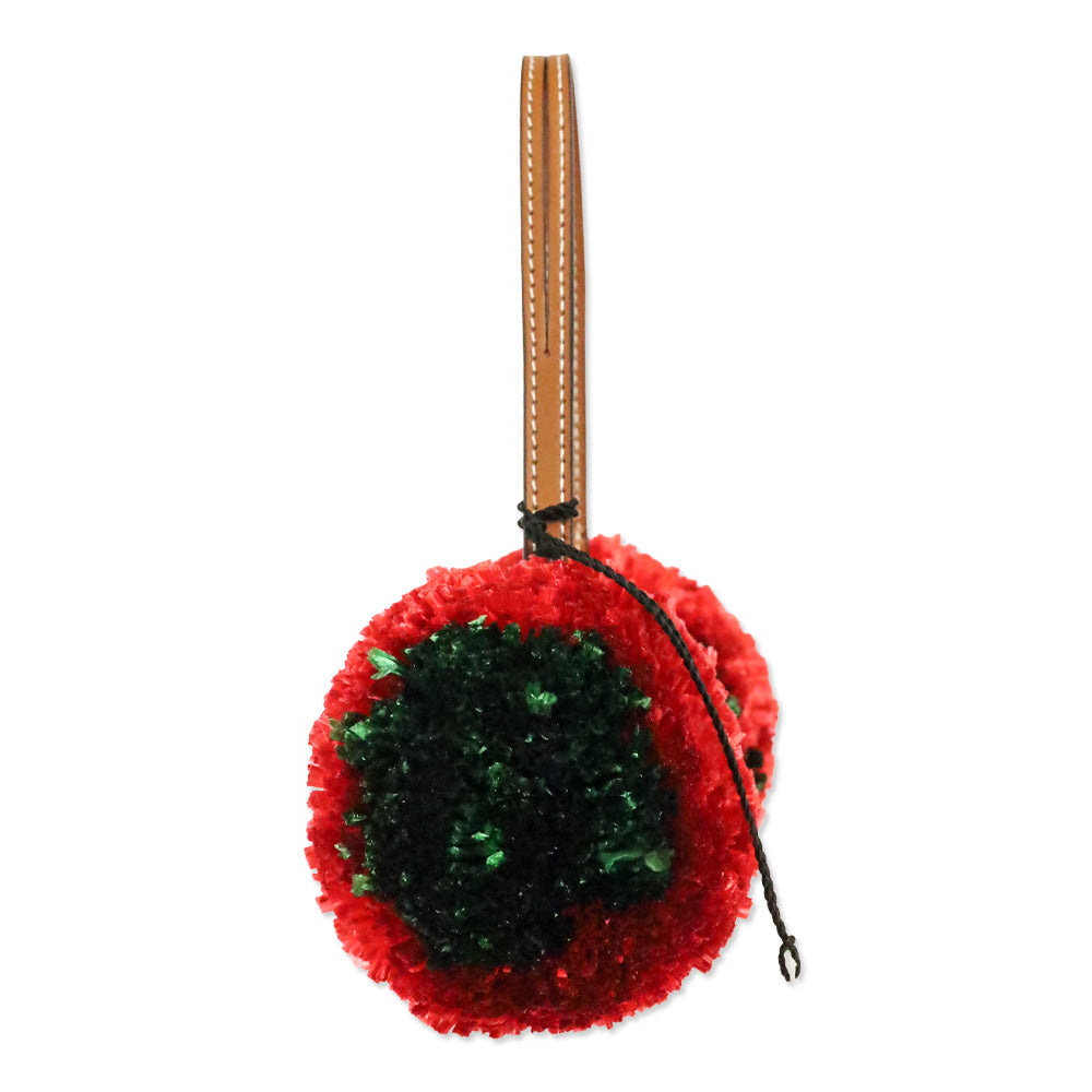 Gucci Red Raffia Pom Pom Bag Charm