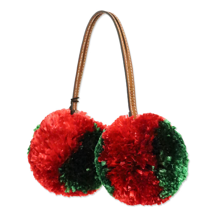 Gucci Red Raffia Pom Pom Bag Charm