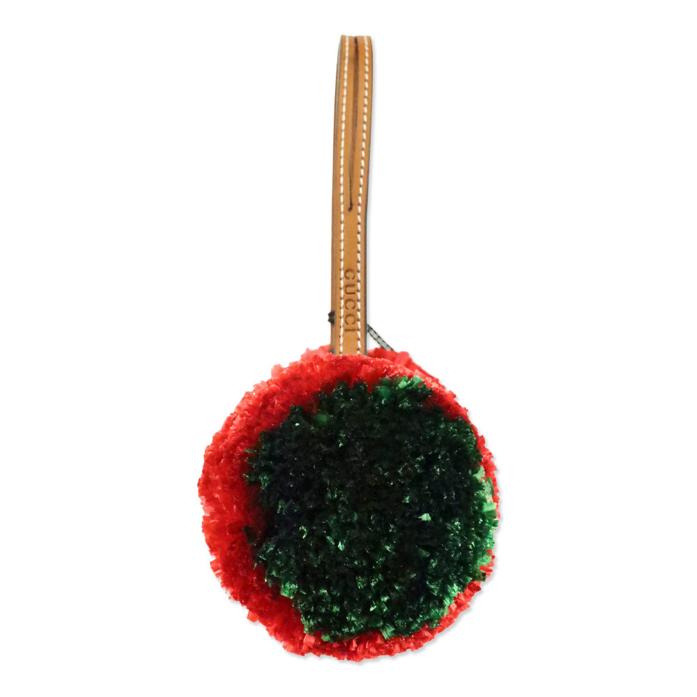 Gucci Red Raffia Pom Pom Bag Charm