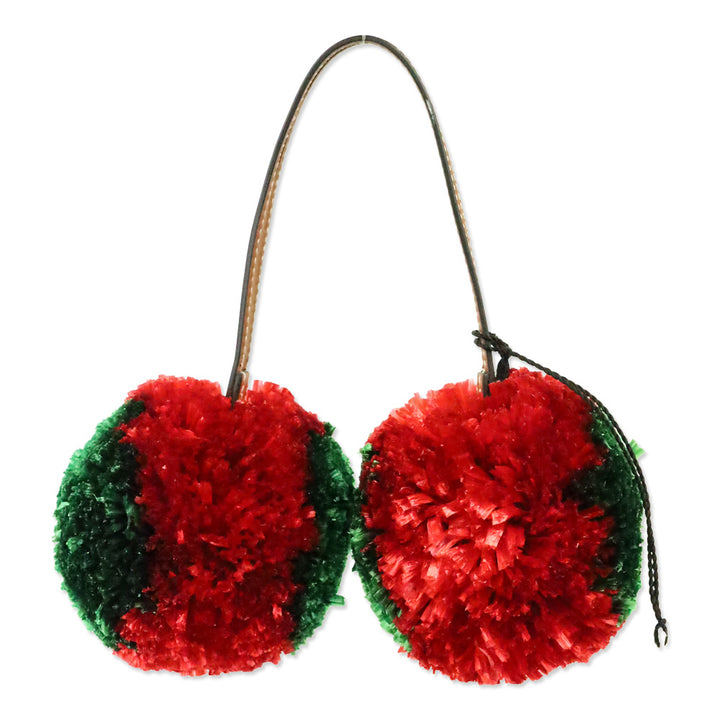 Gucci Red Raffia Pom Pom Bag Charm